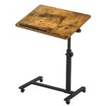 Portable Tilting Mobile Laptop Computer Desk -OZHOMY Height-Adjustable from 23"-36" 360° Swivel Lockable Casters Laptop Cart Sofa Overbed Table for Living Room, Bedroom and Office (Rustic Brown)