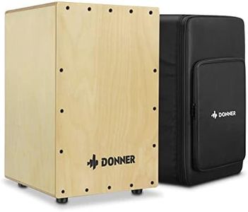 Donner Cajon Box Drum,Percussion instrument Full Size Stringed with Bag, Birchwood Beat Box, Jam Cajon Drum with Backpack Dual Adjustable Straps DCD-1