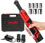 FULLYEA Electric Ratchet Wrench Set, 550 RPM Cordless Ratchet Wrench, 3/8" 18V Power Ratchet Tools with Variable Speed, LED Light, 7 Sockets, 2 Packs 2.0Ah Lithium-Ion Battery and Fast Charger