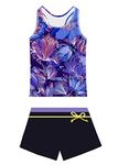 PROALLO Girls'Swimwear Two Piece Boyshort Tankini Swimsuit