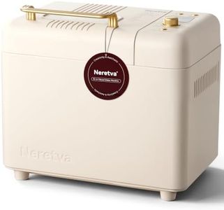 Neretva Bread Machine, 2.2LB 15-in-1 Bread Maker, Dual Heater Breadmaker Machine with Auto Nut Dispenser & Nonstick Ceramic Pan, Bread Maker Machine for Gluten Free, Dough Maker, Sourdough, Yogurt