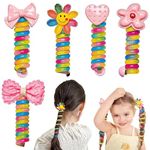 Elina Wire Hair Bands for Girls Kids Braided Spiral Hair Ties Cute Cartoon Ponytail Maker Spring Rubber Elastic Braids Accessories (Pack of 3)