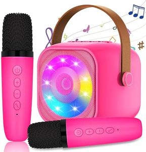 Karaoke per Bambini con 2 Microfoni, Microfono Bambini con Luce LED, Macchina Karaoke Portatile Microfono Wireless con Effetti di Cambio Voce, Giocattoli Elettronici Regali per Bambini da 3 a 18 anni