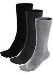 Mens Toe Socks Cotton Five Finger Socks Sports Running Crew Socks, Multicoloured-3 Pairs, UK Men's shoes 6-10