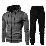 Men's Tracksuit 2 Piece Set Casual Hooded Athletic Long Sleeve Track Suits Full-Zip Jogging Sweatsuits Drawstring Waist Pants Suits 04-Grey, Large