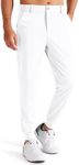 Libin Men's 4-Way Stretch Golf Joggers with Pockets, Slim Fit Work Dress Pants Athletic Casual Yoga Sweatpants for Men Baseball, White M