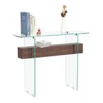 JEFFORDOUTLET Console Table, Tempered Glass Hallway Table, Slim Sofa Table with Storage Shelf, Modern Entryway Table for Living Room, Hallway, Bedroom