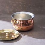 P-TAL Copper Madurai Handi Tin Coated with Lid 100% Pure Copper Degchi Teflon/Chemical Free Cooking 5kgs Biryani Handi for Kitchen