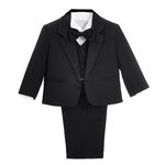 Dressy Daisy Toddler Boy' 5 Pcs Set Formal Tuxedo Suits No Tail Wedding Christening Outfits Size 3T to 4T Black, 057