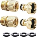 HQMPC Garden Hose Quick Connect Solid Brass Quick Connector Garden Hose Fitting Water Hose Connectors 3/4 inch GHT (2SETS)