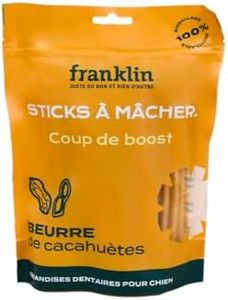 FRANKLIN – Stick Dentaires Chien – Bâtonnets à Mâcher – Saveur Beurre de Cacahuètes – pour Hygiène Bucco-Dentaire – Tout Age – Anti-tartre – 250g