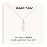 Moonstone necklace as new beginnings gifts for women, clear quartz crystal necklace inspirational gifts for women, selenite necklace moonstone jewelry for girls friends as June birthstone gifts