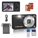 4K Digital Camera, Autofocus 56MP Vlogging Camera with 32G SD Card & 2 Large Batteries, 20X Zoom, Flash, Compact Portable Small Point and Shoot Digital Camera for Kids Student Teens Adult Beginner