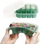 haakaa Silicone Baby Food Freezer Tray with Lid by haakaa - Perfect Storage Container for Homemade Baby Food, Vegetable & Fruit Purees, and Breast Milk, Pea Green