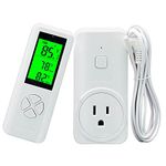 Digital WTC200 Wireless Thermostat Plug-in Temperature Controller Outlet, Remote Temp Controller, Thermometer Heating Cooling Mode for Fan Heater Greenhouse Home Brew Reptile - White