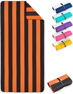 Fit-Flip Serviette de Plage Microfibre Grande - Fine et légère - à séchage Rapide – Drap de Piscine XXL - Serviettes Anti-Sable 100% recyclée – rayé Orange-Gris foncé – 200cm x 90cm