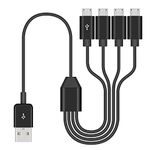 Duttek Micro USB Multi Charging Cable 1.5FT, Micro USB Splitter Cable, USB2.0 Type A Male to Four Micro USB Multi Charging Cable Support Data Sync and Charging (Black)