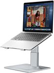 Adjustable Laptop Stand for Desk, Computer Stand for Laptop, Laptop Riser - Apple Macbook Stand, Dell, HP, Macbook Pro Air - Grip Pads - Fits all 10-17inch Laptops - Silver (Silver)