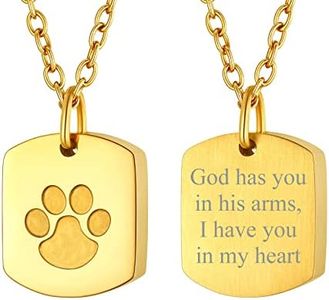 Personalized Dog Tag Pendant Urn Necklaces for Ashes with Pet Paw Print Claw 18K Gold Plated Custom Inscription Engraved Keepsake Memorial Cremation Jewelry for Men PAPA Family