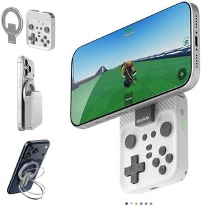abxylute M4 Snap-On Mobile Gaming Controller for Android & iPhone, Lightweight Portable Phone Controller, Pocket-Sized Retro Emulator Gamepad Kickstand,Dual Joystick Turbo for Pro Gaming,Magnet White