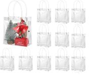 SATYAM KRAFT 12 Pcs Transparent Bag Goodie Bags With Handle Gift bag, hamper bag, Carry Bags, shopping gift bag, gift for Gifting, Presents, Return Gifts, Birthday, Party, Festivals(small)(Pack of 12)