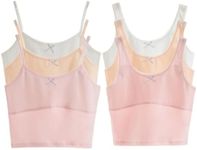 Amuhou Girls Crop Top Cami Cotton Lined Training Bra, Set of 6, 9-12 Years