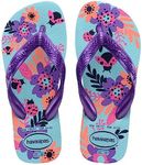 Havaianas Girl's Kids Flores Flip Flops, Blue Water, 13 US