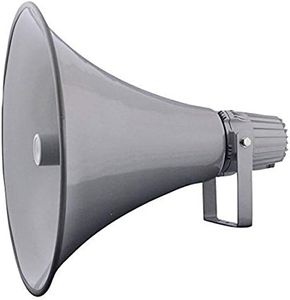 Pyle Indoor Outdoor PA Horn Speaker - 16" 80W Power Compact Loud Sound Megaphone w/ 400Hz-5KHz Frequency, 16 Ohm, 100V & 70V Transformer, Mounting Bracket - 100V/70V Audio System PHSP16 (Gray)