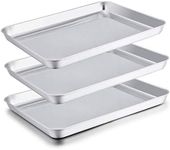TeamFar Baking Sheets Set of 3, Stainless Steel Cookie Sheet Baking Tray Pan, 16x12x1 inch, Non Toxic & Rust Free, Easy Clean & Dishwasher Safe
