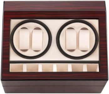 HBselect Caja Giratoria para Relojes Automaticos Silencioso Caja Relojes Automaticos Madera (para 4+ 6 Relojes)