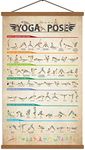 SAGUEYU Yoga Poster Vintage Home Gym Full Body Workout Beginner Position Chart Canvas Prints Lover Gift 16" X 27" with Frame, Multicolor