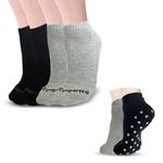 YOGARISE Anti-Slip Yoga Socks For Women, Anti-Skid Breathable & Moisture Wicking, Odour Free Ankle Length Cotton Socks with Rubber Soles for Men and Women, Ideal for Yoga/Pilates/Dance - Pack of 2