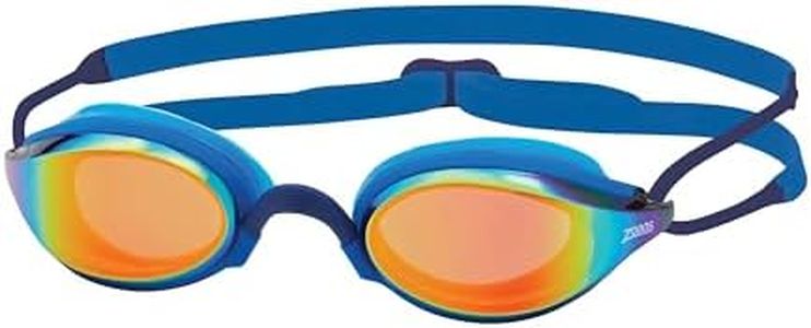 Zoggs Fusion Air Schwimmbrille Erwachsene, Herren und Damen – Komfort-Air-Dichtung, Antibeschlag, UV-Schutz, Weites Sichtfeld, Nasensteg Austauschbar, Titanium-Spiegelglas, Navy/Blau