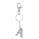 Lux Accessories Silver Tone Pave A Personalized Initial Bag Charm Keychain