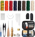 WUTA 35 Pcs Leather Sewing Kit Upholstery Repair Kit Working Tools Portable Basic Sewing Repair Kits for Beginners Traveler Emergency