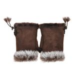 ZLYC Women Teen Classic Winter Warm Rabbit Fur Hands Wrist Fingerless Gloves Mittens Brown