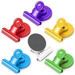 FINDMAG Fridge Magnets Clip, 6 Pack Colorful Magnetic Clips, Whiteboard Magnet Clips Strong, Strong Clips with Magnet, Strong Magnet Clips for Whiteboard, Fridge, Office, Classroom, Photos, Bags