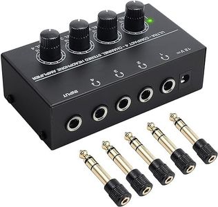 Neoteck HA400 Amplificador para auriculares de 4 canales ultracompacto amplificador para auriculares estéreo con 5 adaptadores de audio jack de 6,3 mm a 3,5 mm Amplificador para auriculares de 4 vías