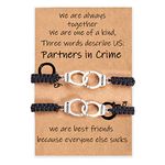 Desimtion Best Friend Birthday Gifts for Women Friendship Bracelets for 2/3/4 Partner in Crime Handcuff BFF Gifts, adjustable, Rope, Metal