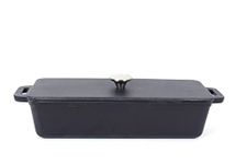 ECHTWERK EW-GE-1501 Cast Iron Bread Baking Dish with Lid, Loaf Tin, Enamel Coating, for Ovens, Grills, BBQ Inductions, 1.5 L, Diameter 28.2 x 12. cm, Black