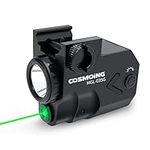 COSMOING Green Laser Light Combo, 900 Lumen USB C Rechargeable Flashlight Laser Combo with Strobe Function for Pistol Handgun Rifles with Picatinny Rail Mount