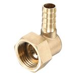 sourcing map Brass Hose Barb Fitting Elbow, 10mm Barbed x G1/2 Female Swivel Nut Pipe Connector for Water Fuel Air