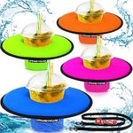 4 pcs Neoprene Floating Drink Holder for Pool - Medium Size - Floating Coaster Pool Drink Holder Multicolor for Swimming Pool - Pool Cup Holders for Drinks Standard Size 20oz-24oz