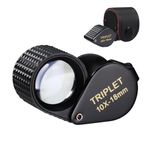 10x Magnification Triplet Loupe Portable Gem Loupe 18mm Optic Lens Foldaway Design, Durable Metal Case, Achromatic & Aplanatic Battery-Free Operation for for Jewelers, Gemologists, Collectors