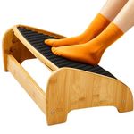 HUANUO Bamboo Under Desk Footrest, Ergonomic Foot Rest with 4 Height Options & Adjustable Angles, Pebble Massage Surface, Non-Slip Foot Rest Under Desk at Work for Improved Posture, Home & Office