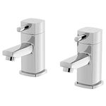 Architeckt® Misa Bathroom Basin Sink Pillar Tap Pair Modern Square Single Lever Handle Faucet Taps for Sinks, Chrome