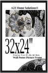 A2Z Home Solutions® Thin Black Picture Frame 32 x 24 Inch Portrait or Landscape Photo Frame with Clear Styrene Sheet & Wall Mounted Hook for Paintings, Puzzles, Posters, Wall Decor, Certificate Frame