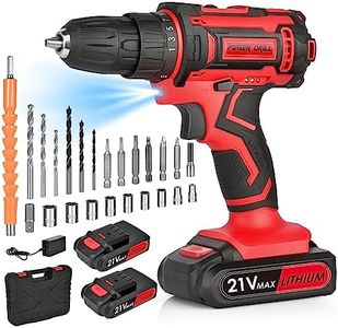 Cordless Power Drill, Electric Screwdriver Battery Drills Set with 2 Batteries, 25+1 Torque, 2 Speed Impact Drill Driver with 24PCS Drill Bits for Home and Garden DIY Project