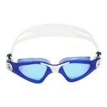 Aqua Sphere Kayenne Adult Swim Goggles - 180-Degree Distortion Free Vision, Ideal for Pool or Open Water Swimmers | Unisex Adult, Blue Titanium-Mirrored Lens, Dark Blue/White Frame (EP2964409LMB)