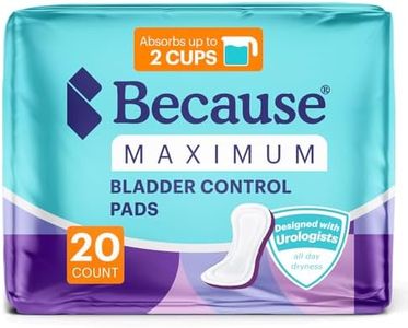 Because Incontinence Pads for Women - Maximum Absorbency, Postpartum Liners, Up to 100% Leak-Free Protection, Discreet Protection for Bladder Leaks, 20 Count (Pack of 1) New Version